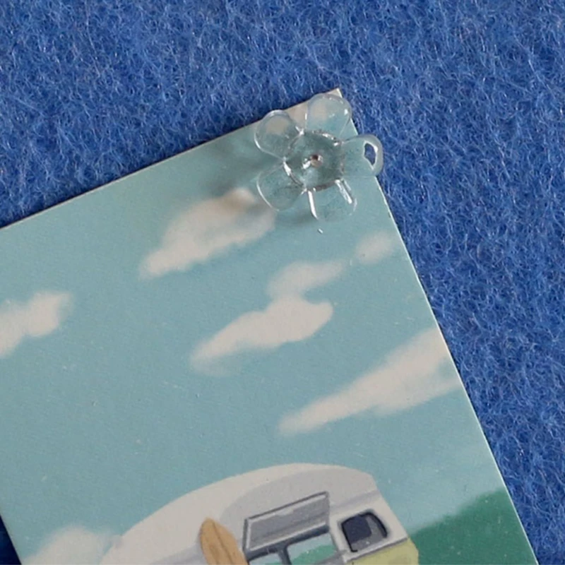 

594F 100 Pcs Creative Clear Flower Pushpins Set Paper Photo Memo Document Thumb Tacks with Case Wedding Party Supplies
