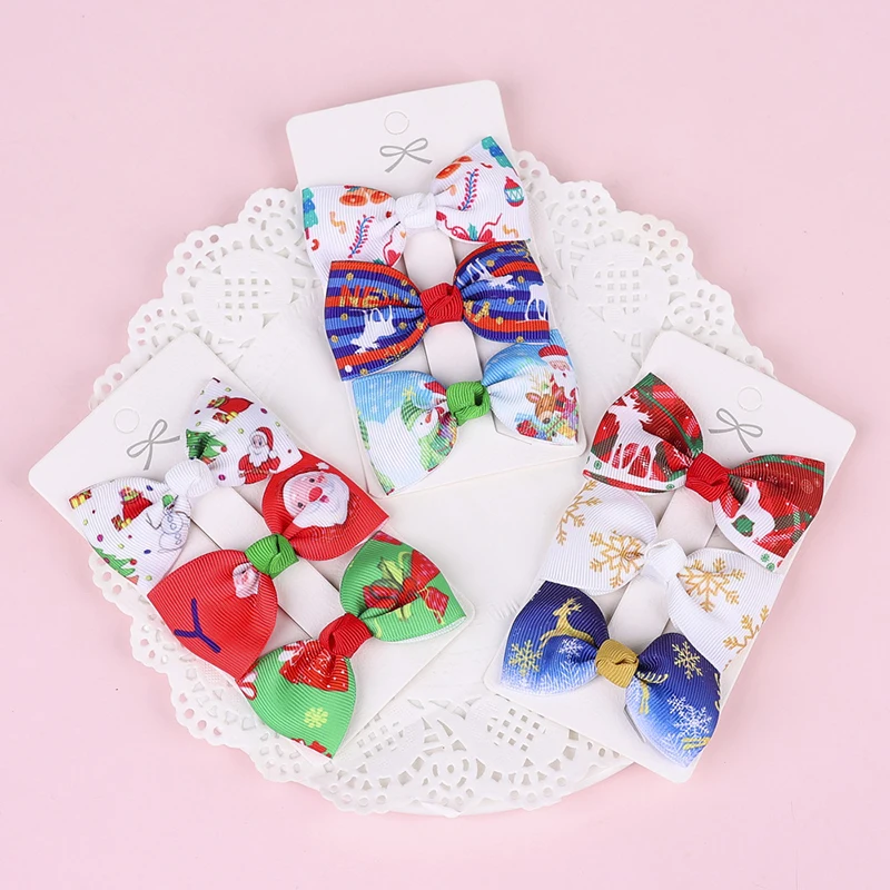 

3PCS/Set Sweet Christmas Girls Hair Accessories Hairpin Bow Baby Hair Clip Hairpins Headwear Girl Christmas Hair Accessories