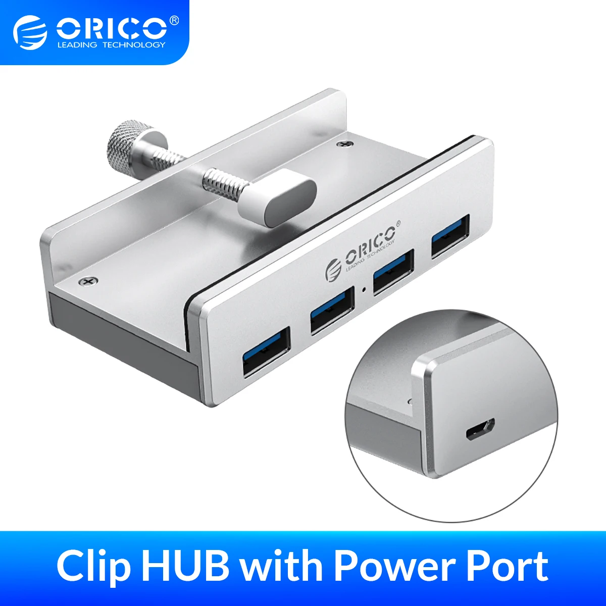 ORICO алюминиевый 4 порта USB 3 0 клипса концентратор с источником питания высокая