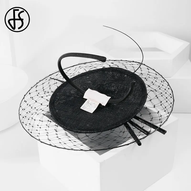 FS черный для торжественного случая шляпа женщин Свадебная фата из сетчатого