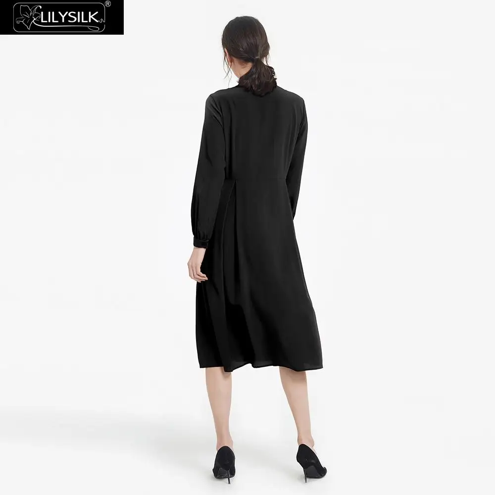 Женское шелковое платье LilySilk изящное с длинным рукавом в стиле ретро бесплатная