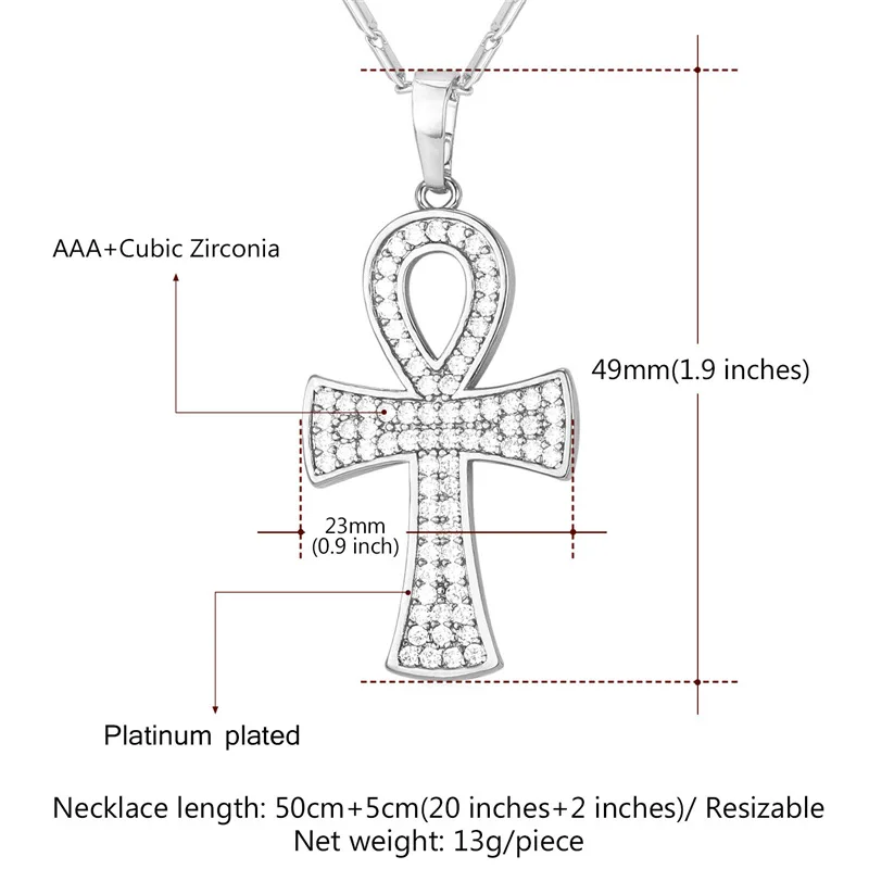 Collare Ankh египетские подвески для мужчин и женщин с кристаллами циркония ювелирные