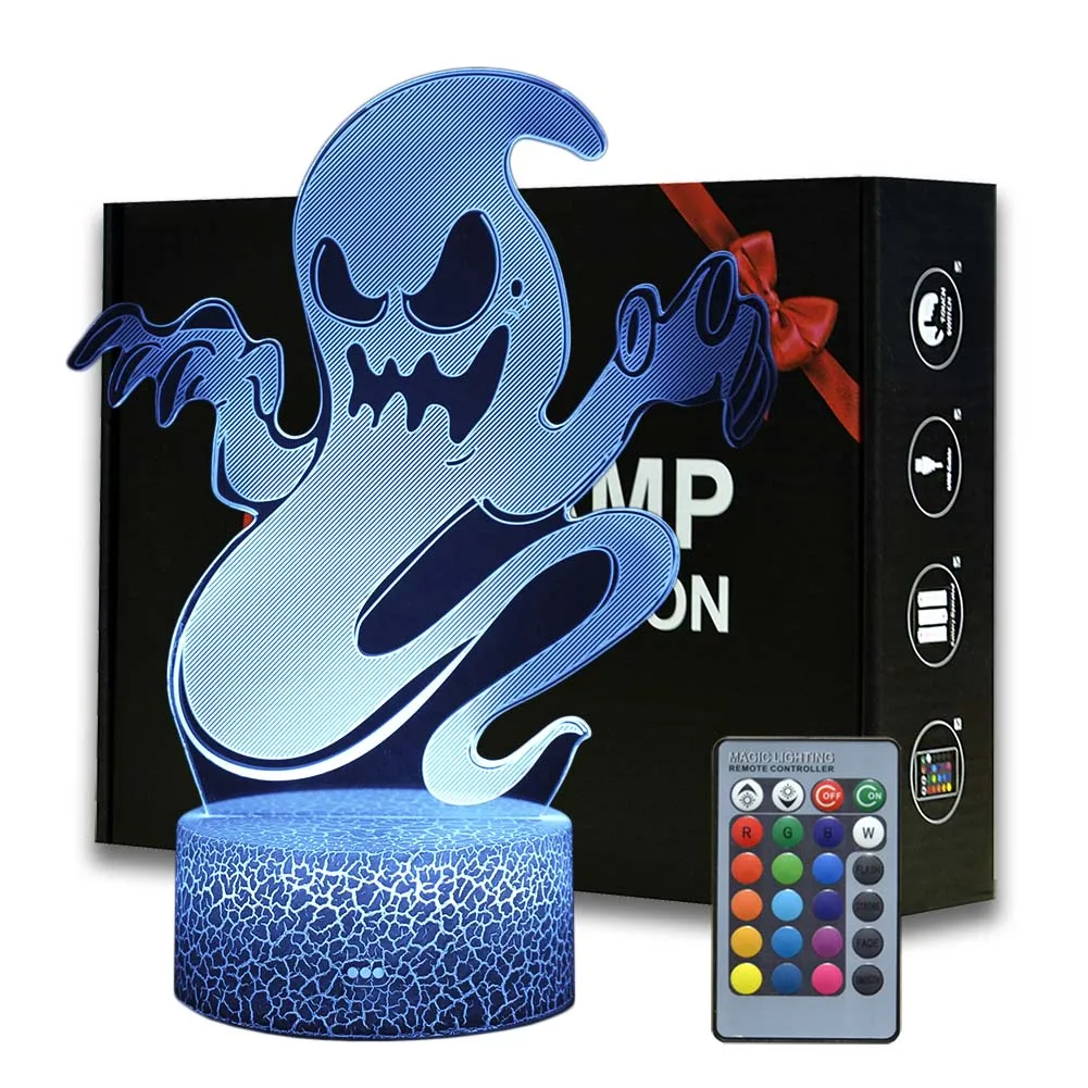 

3d-иллюзия, ночные светильники, модель призрака, сенсорная светодиодсветодиодный настольная лампа, украшение для вечевечерние НКИ на Хэллоуин, осветительная лампа