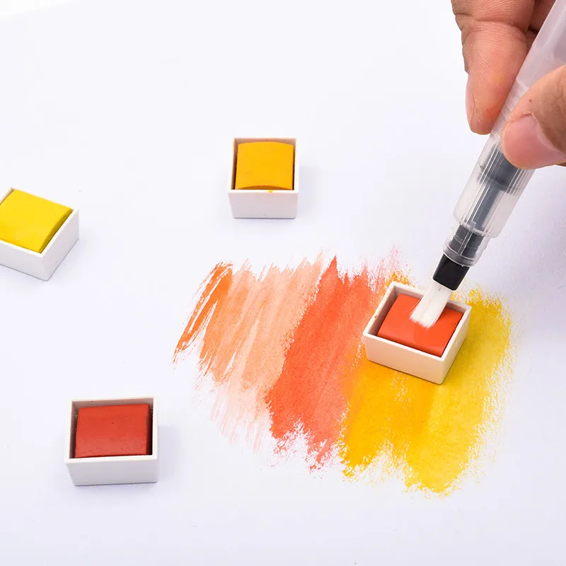 

6pcs/set Brush Pen Solid Watercolor Painting Pen Large Capacity Water Storage Pen Water Soluble Color Lead Painting Brush