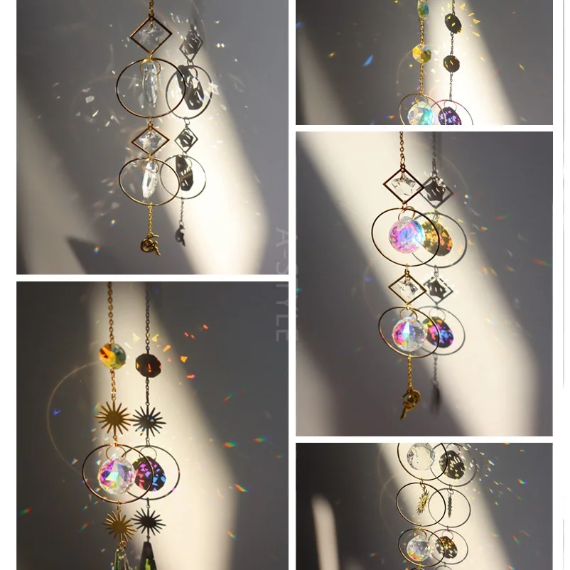 Ручная работа Ловец Солнца фея на Луне геометрический позолоченный Радужный