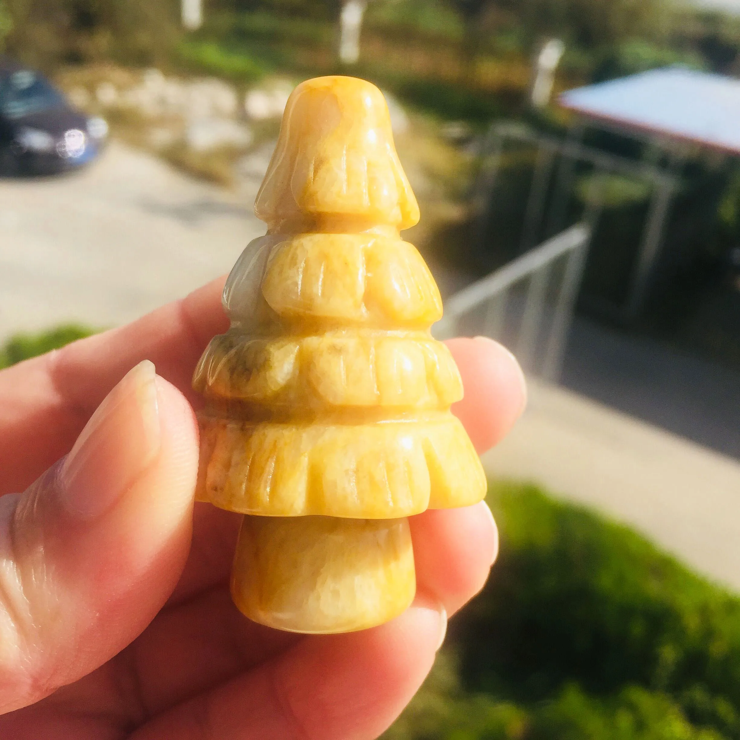 

1PCS Natural Hand Carved Jasper stone Christmas Tree Shape Healing Crystal Christmas Tree For Christmas Gift