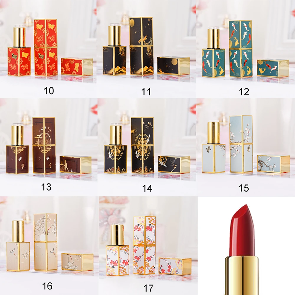 Китайский стиль 3D тиснение магнитная пряжка тюбик для бальзама губ квадратные