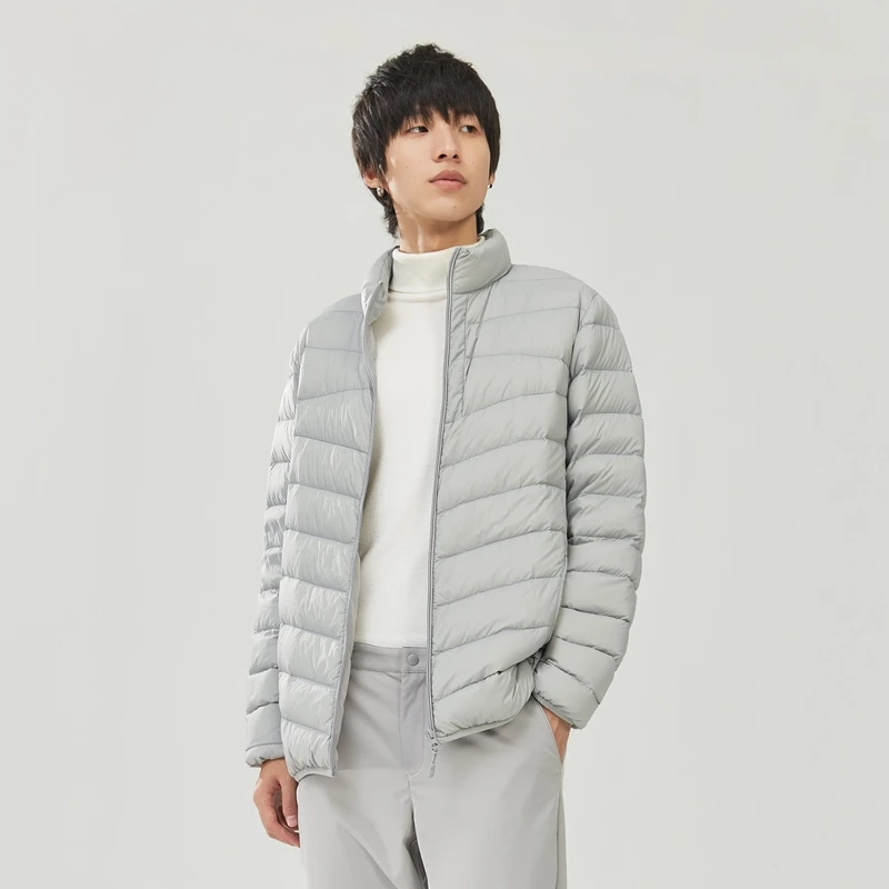 Metersbonwe Stand-up Collar Lightweight Down Jacket Men New Winter Urban Solid Color Ultra-light Male Down Coat Outerwear Brand