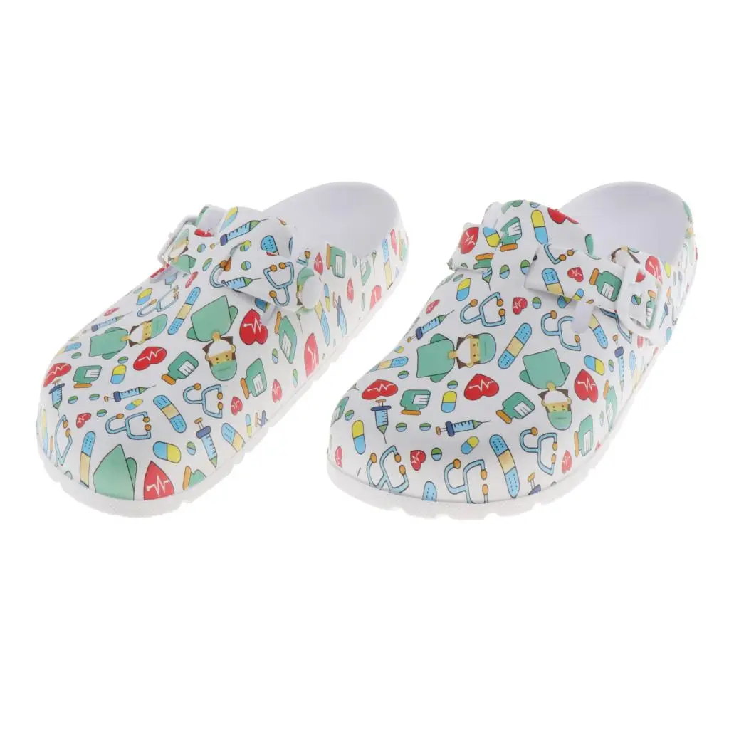 

Patterned Nursing Shoes for Women Garden Shoes Waterproof Platform Slippers Sandals Nurse Clogs Slip Resistant Work Chef Shoes