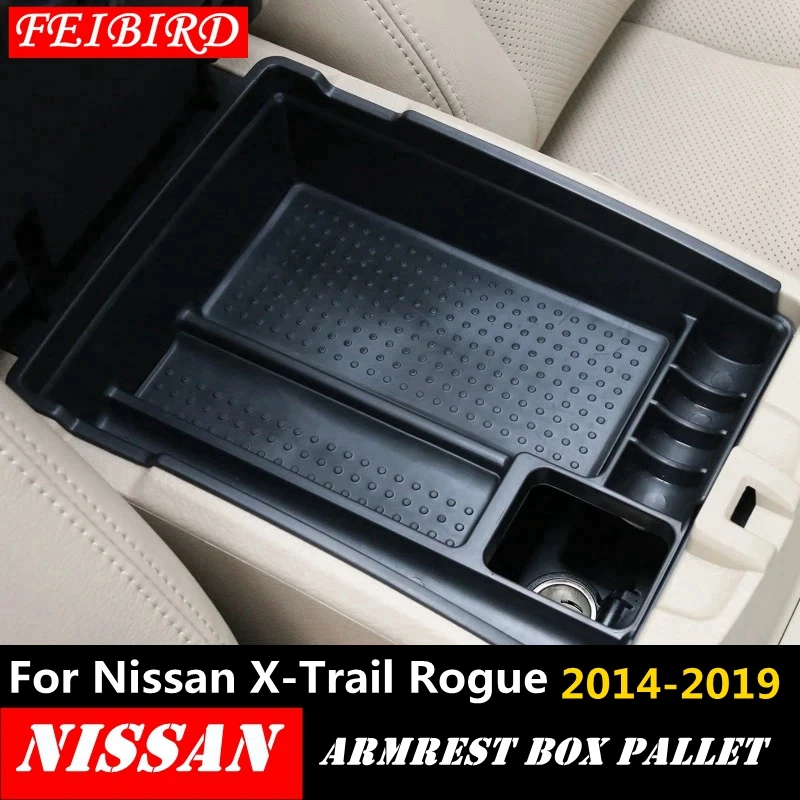 

For Nissan X-Trail X Trail T32 Rogue 2014 - 2019 Black Central Console Multifunction Storage Box Phone Tray Accessory
