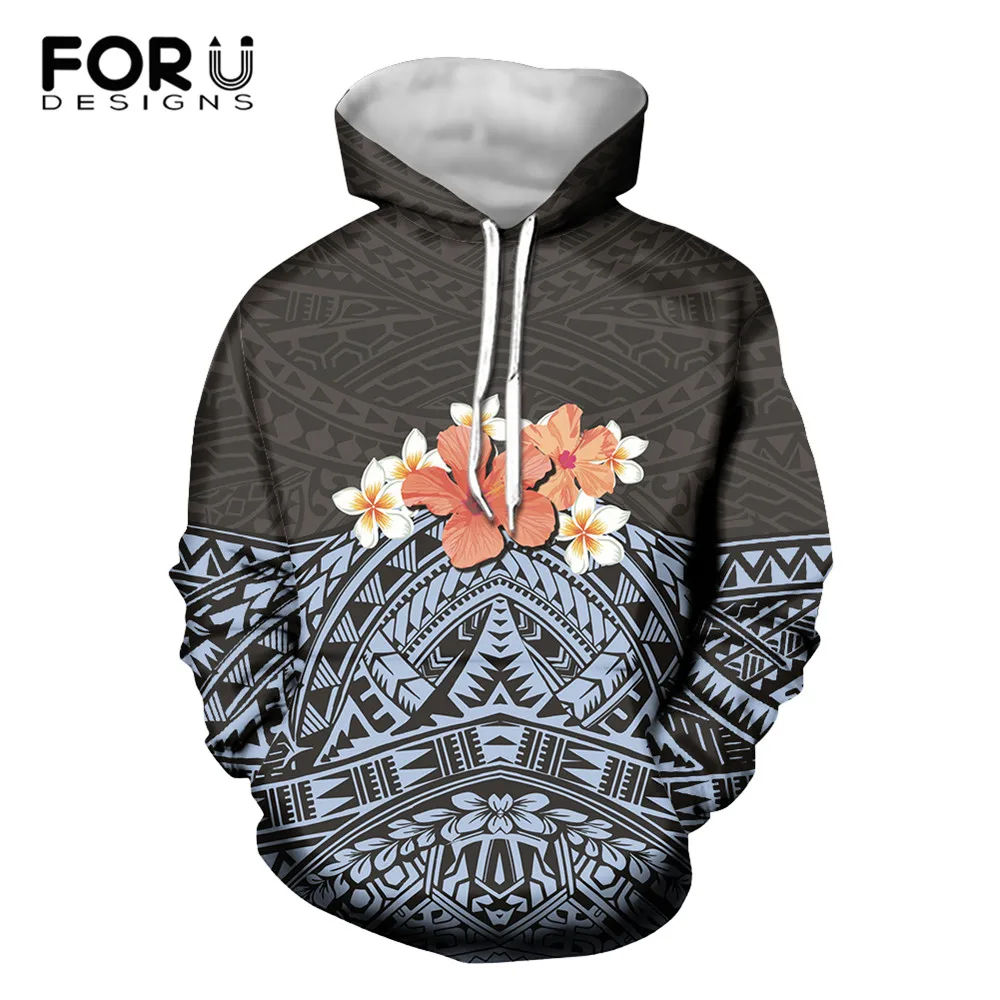 

Модные женские толстовки FORUDESIGNS с длинным рукавом, пуловеры, Женский полинезийский гибискус с рисунком, осень 2020