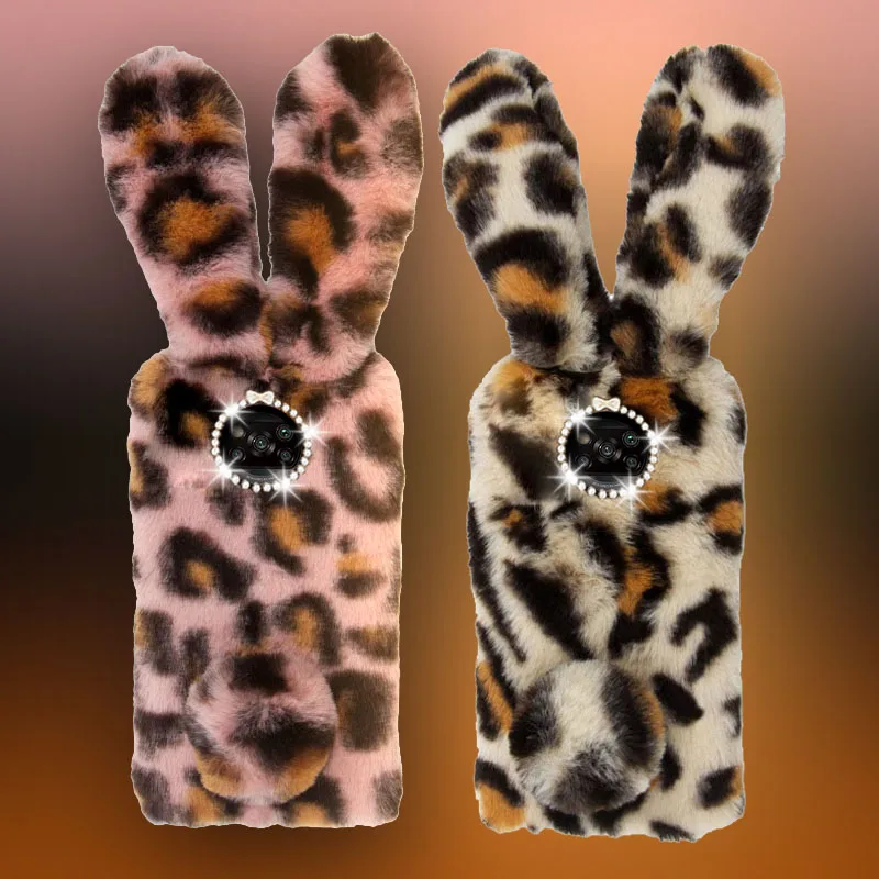 

Rabbit Plush Fur Phone Case For Xiaomi Poco X3 M2 F2 Pro NFC 9 10T Note 10 Redmi 8 9 9A 9AT 9C Note 9S 9 Pro Max K30 Pro Ultra