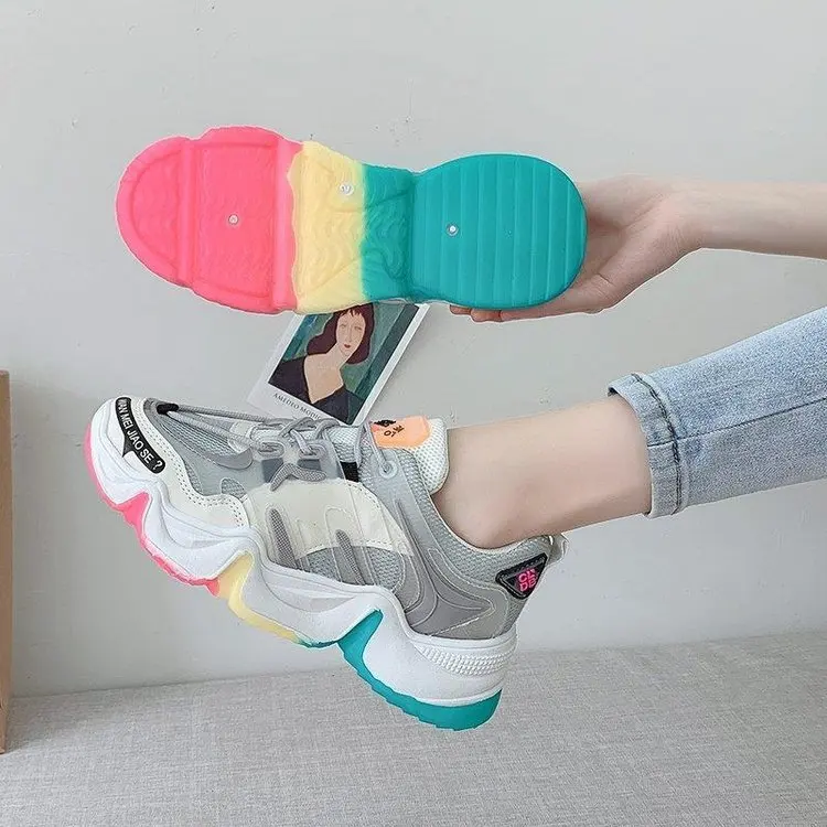 NAUSK/Женская обувь на платформе Женская повседневная плоской подошве с радужной