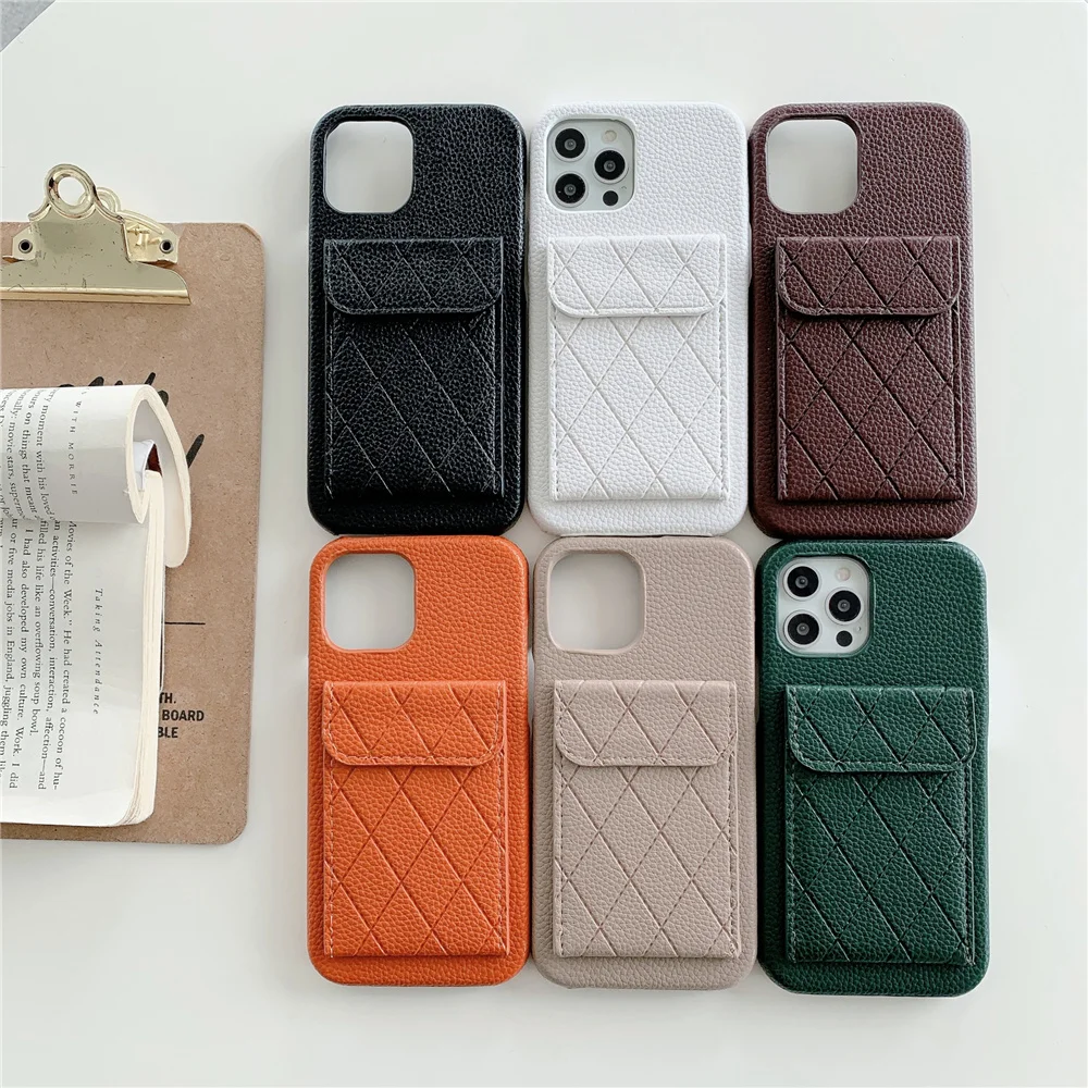 

Luxury brand PU leather Phone Case for iphone 13 Pro Max 12 11 7 8 Plus X Xs XR SE2 Unisex Card Holder wallet soft Cover Coque