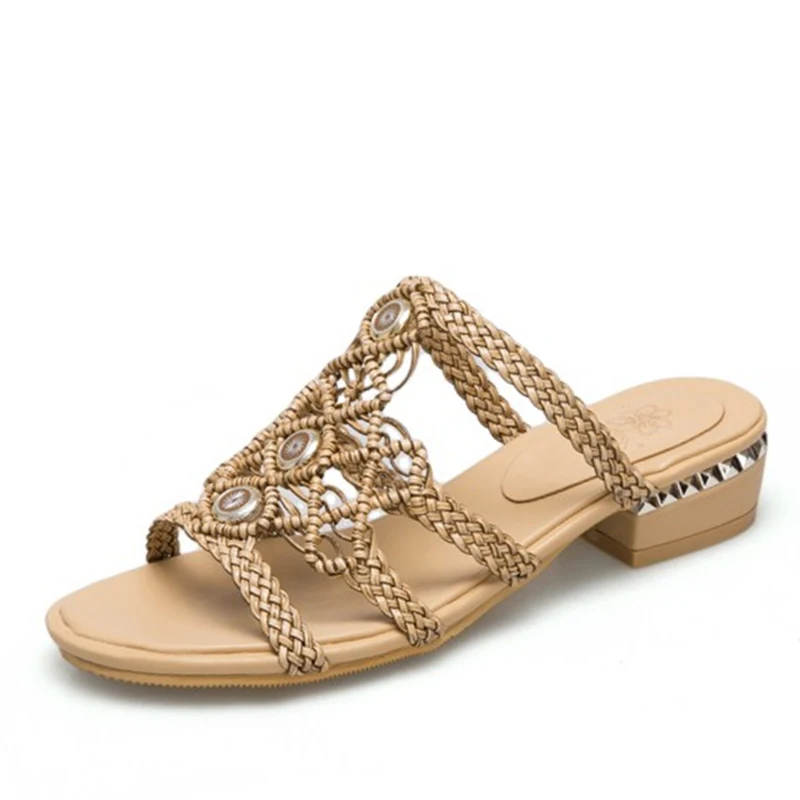 Шлепанцы женские на низком каблуке сланцы пляжные сандалии повседневные