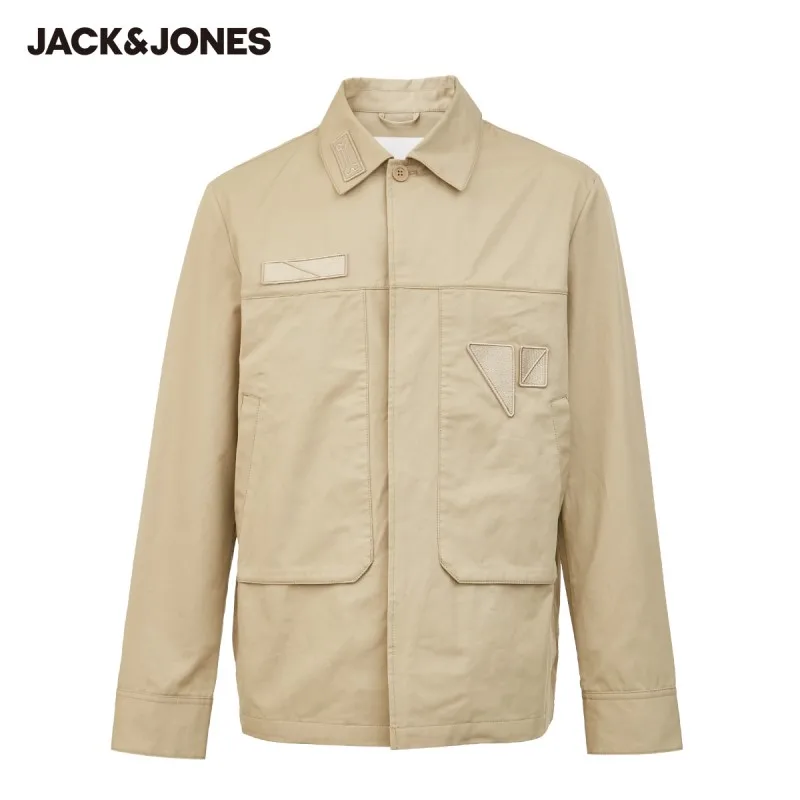 

JackJones Men's Patch Vintage Casual 100% Cotton Multi-pocket Cargo Jacket|220121567