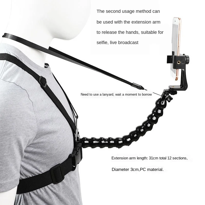 2020 mobile phone chest mount harness strap holder cell phone clip action camera adjustable straps for huawei xiaomi for iphone free global shipping