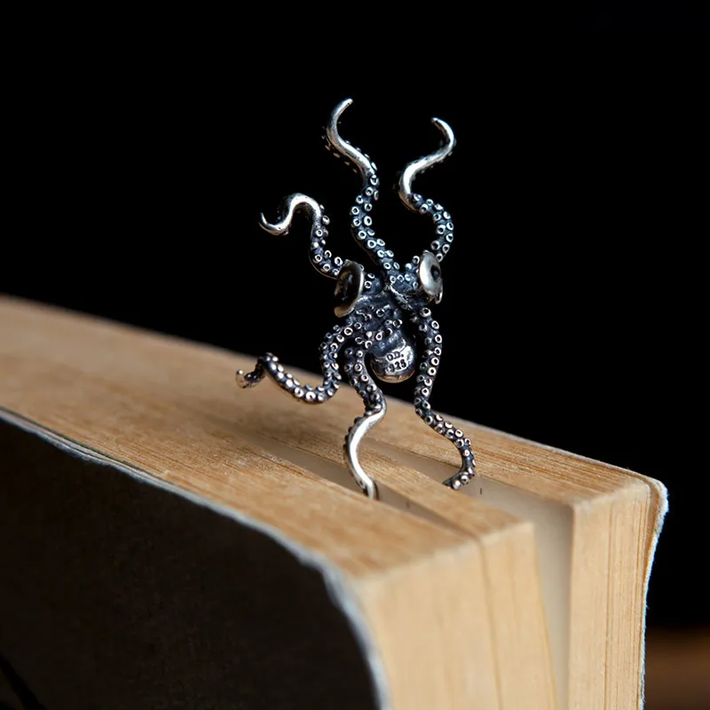Зажим для ушей Осьминог из серебра 925 пробы|Серьги-гвоздики| |