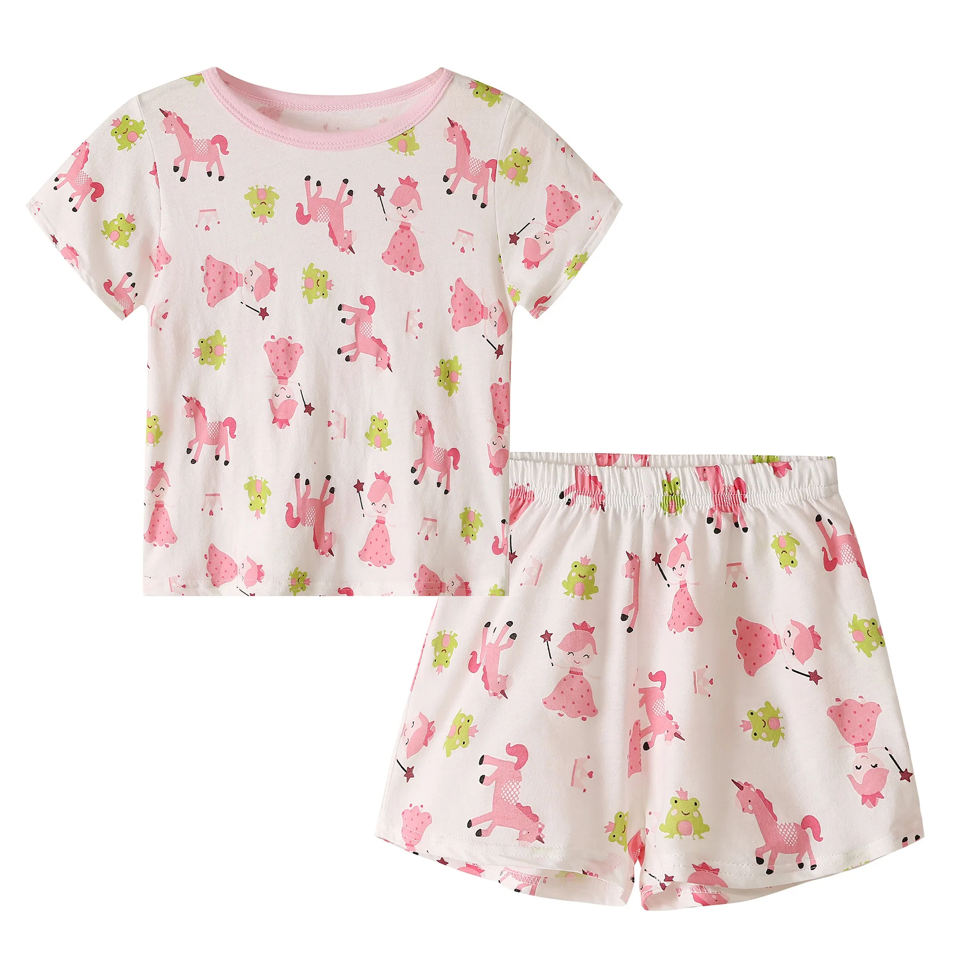 

2020 Summer Baby Girls Cartoon Print Clothes Set Children T-Shirts Shorts Clothing Suits