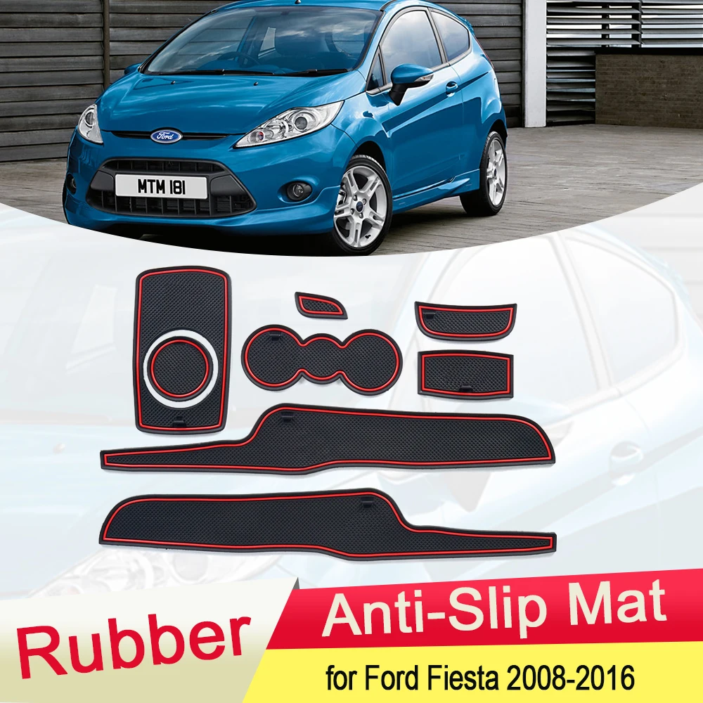 

for Ford Fiesta 2008 2009 2010 2011 2012 2013 2014 2015 2016 Rubber Anti-slip Mat Door Groove Cup Pad Gate Coaster Accessories