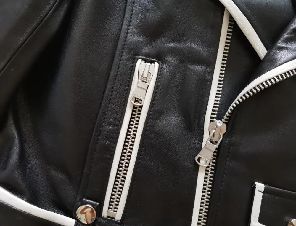 

Women New Brand 2021 Coat Spring Genuine Leather Jacket Turn-Down Collar Size S-XXL Locomotive Model Real Sheepskin Parka