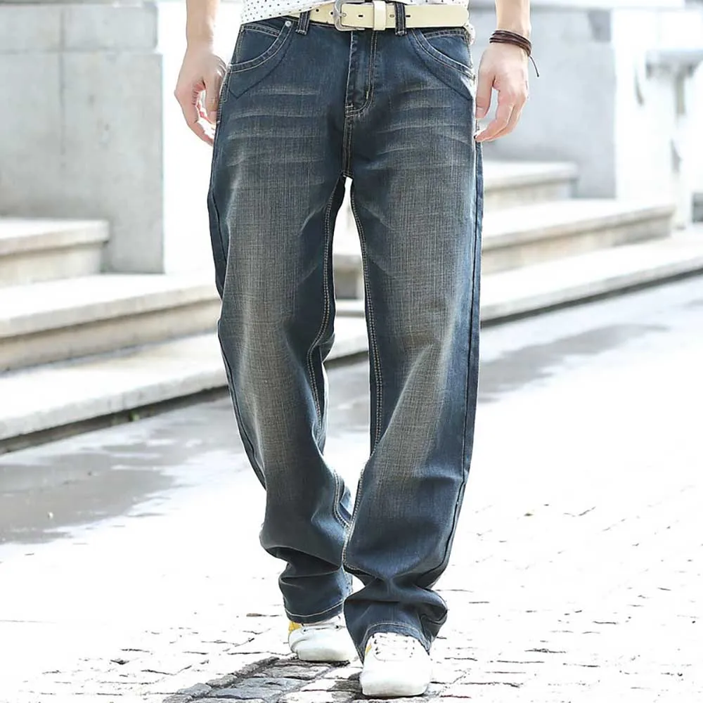 Fashion Baggy Jeans Men Casual Denim Stragith Plus Size Trousers Streetwear Skateboard Distressed Retro Pants Clothing