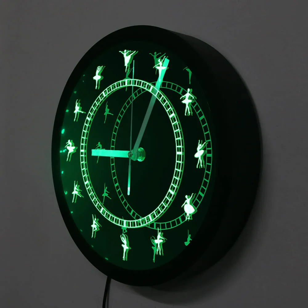 Очаровательные балерины девушки декоративные неоновые эффекты настенные часы