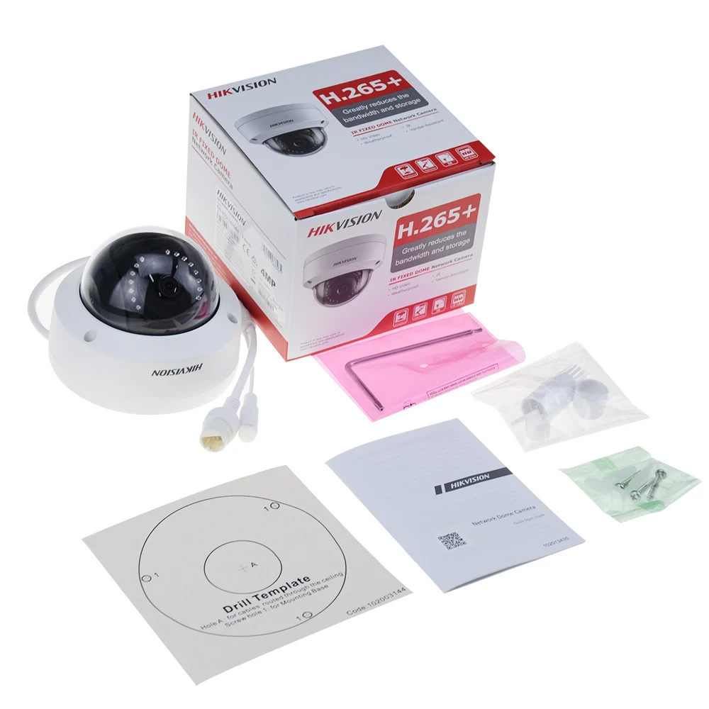 Hikvision IP Камера 4MP ИК PoE Сетевая купольная DS 2CD1143G0 I 2CD1143G0E видеонаблюдение IP67 H.265 CCTV
