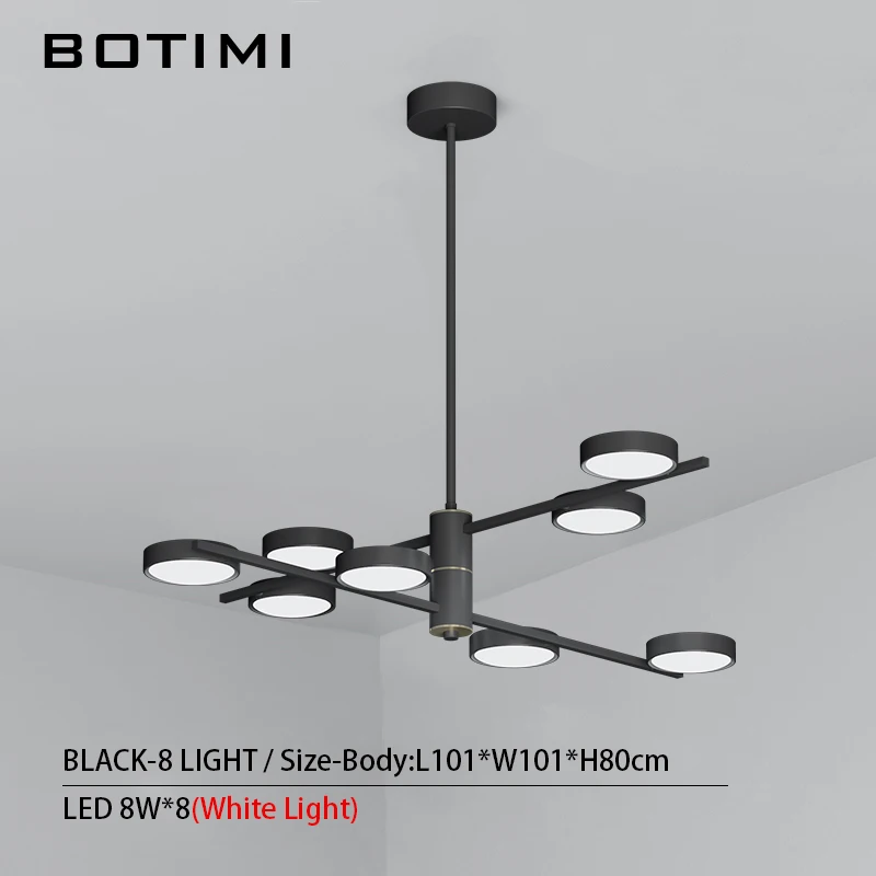 8 Light-Black BOTIMI, современный светодиодный светильник 220 В, люстра для гостиной, Холла отеля, блестящая черная металлическая люстра для спальни, подвесные светильники для столовой - Цвет абажура: 8 Light-Black