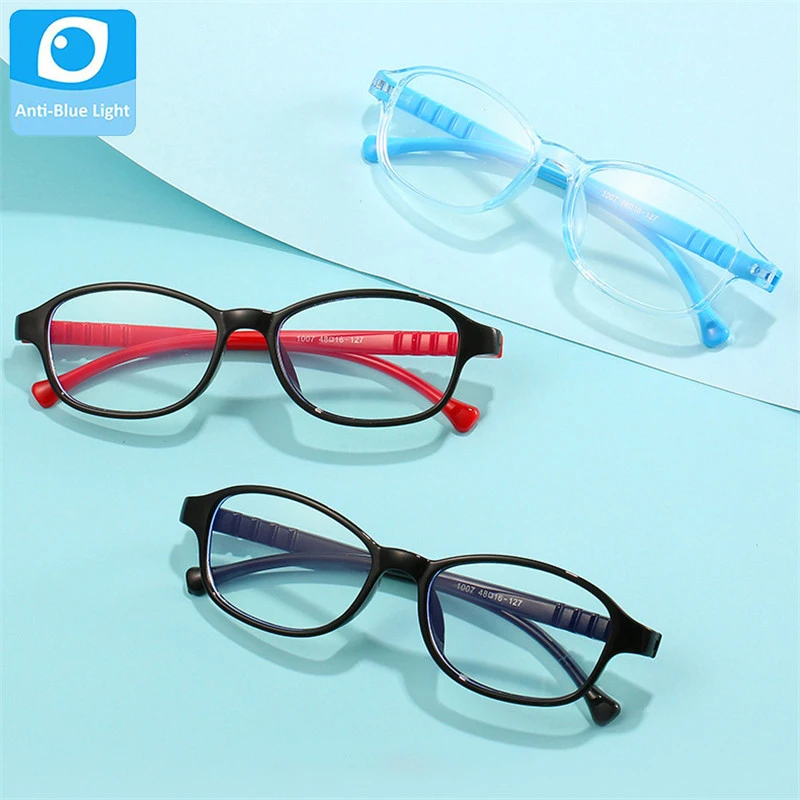 

New Child Anti Blue Light Blocking Glasses Boys Girls Classic Square Green Plastic Eyeglasses Frame Kids