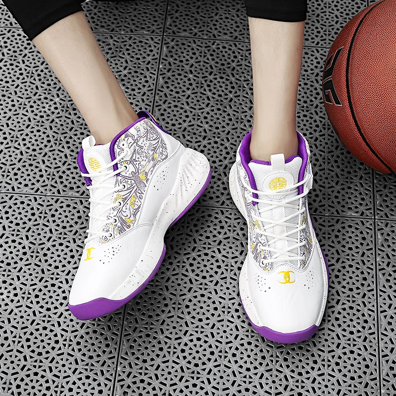 Breathable Light Sneakers Male Outdoor Adult Trainers Basketball Shoes Man Loves Unisex Trendy Graffiti Non-slip Men Shoes Sport