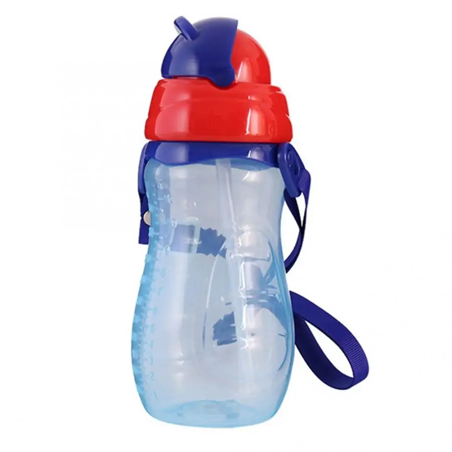 blue 330ml 330 мл милая детская чашка с соломинкой герметичные Детские для кормления питья бутылка для воды Двойная Ручка одежда для малышей обучения учебный Поильник с ремешком - Цвет: blue 330ml