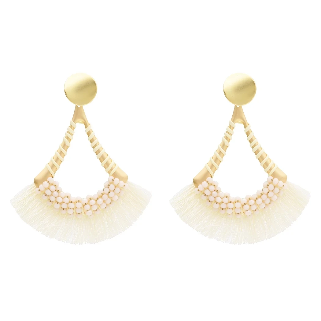 Богемные этнические висячие серьги с кисточками для женщин белые черные синие