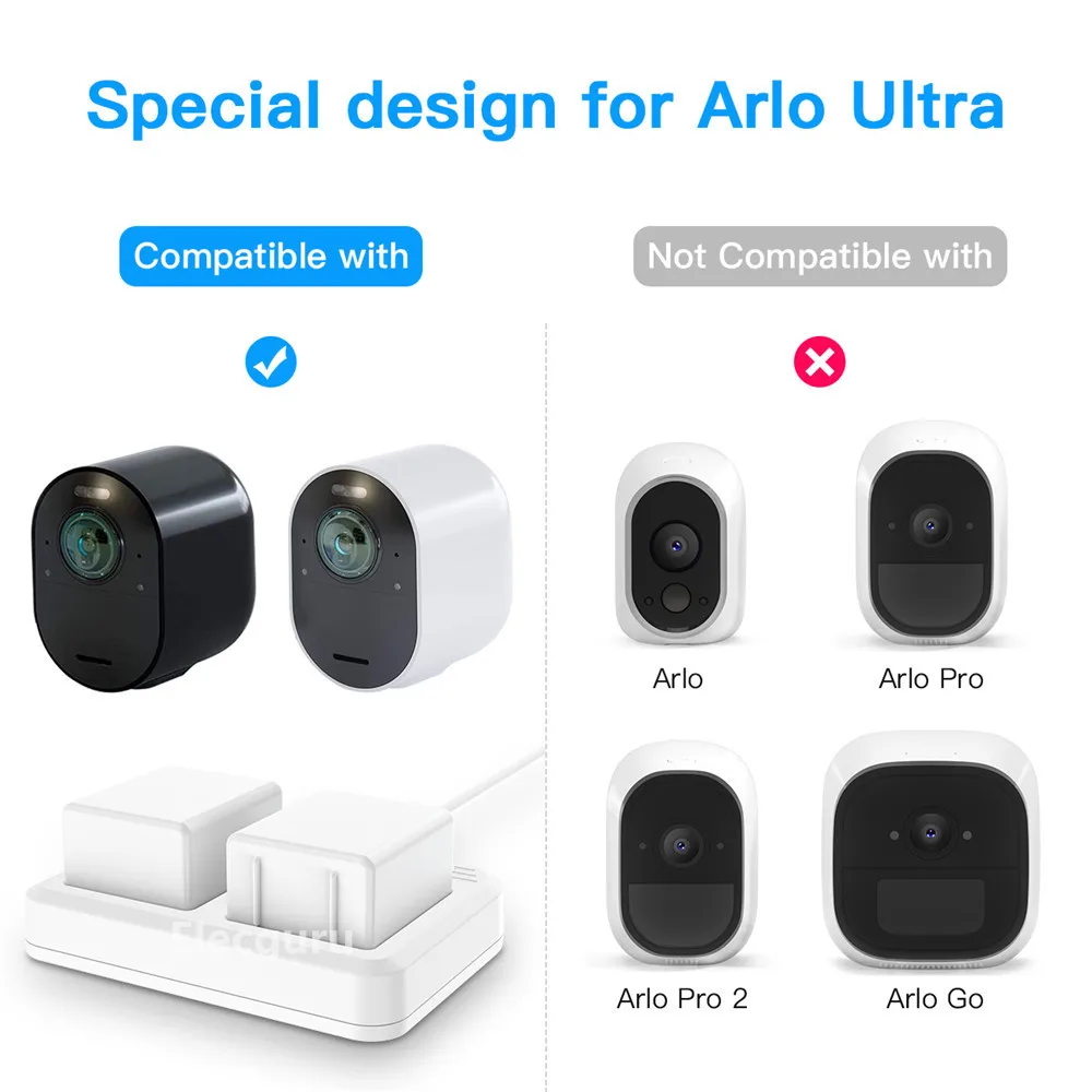 Двойное зарядное устройство для камеры Arlo Ultra/Arlo Pro 3 с usb-кабелем для зарядки, умный светодиодный индикатор хода зарядки 5 в 2 А