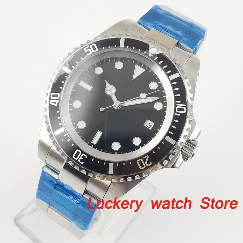 Мужские механические часы Parnis 42 мм черный стерильный циферблат светящиеся