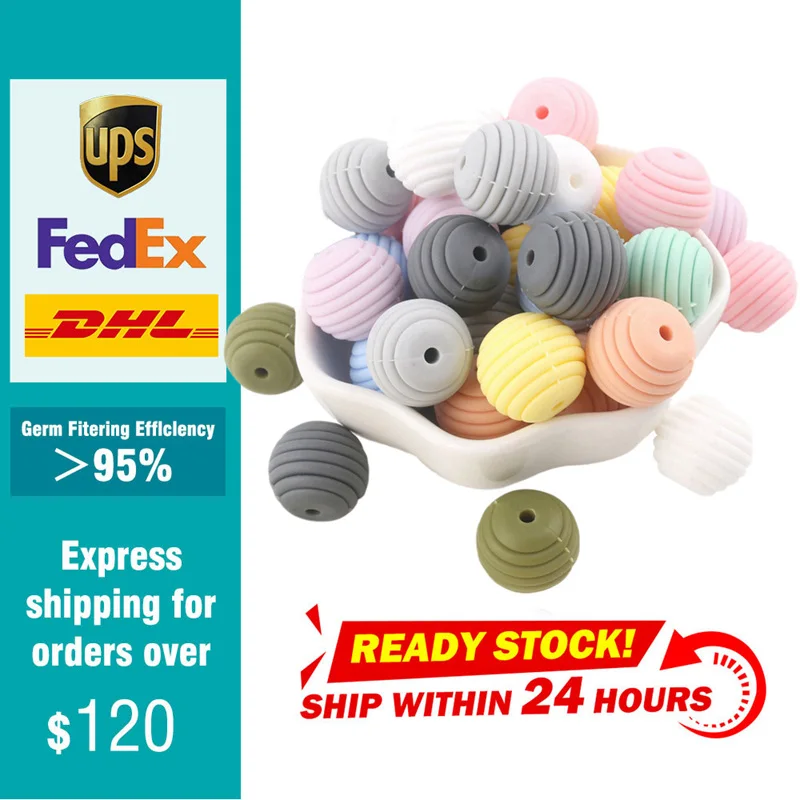 10 шт. 15 мм Силиконовая Круглая спираль бусины Еда Класс Прорезыватель для зубов