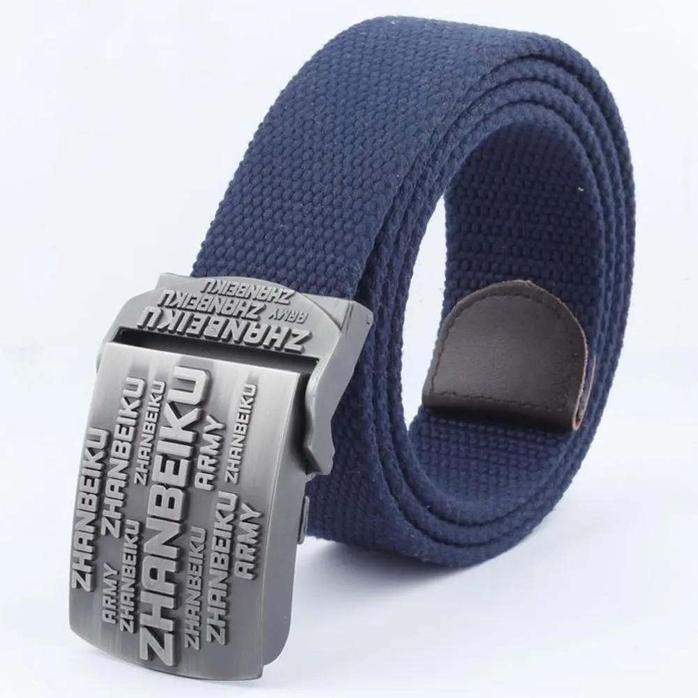 Style3 Navy Мужской ремень, уплотненный холст, Нью-Йорк щит, ремни, военный пояс, армейский тактический ремень, высокое качество, ремень 110, 140 см, 10 цветов - Цвет: Style3 Navy