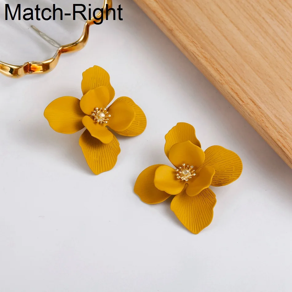 Женские массивные серьги Match Right в виде больших цветов милые Стильные корейские