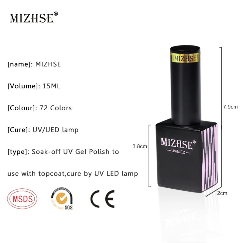 

MIZHSE 15ML Gel Polish UV Gel Varnish Set For Manicure Gellak Semi Permanent Hybrid Nails Art Soak Off Color Gel Nail Polish