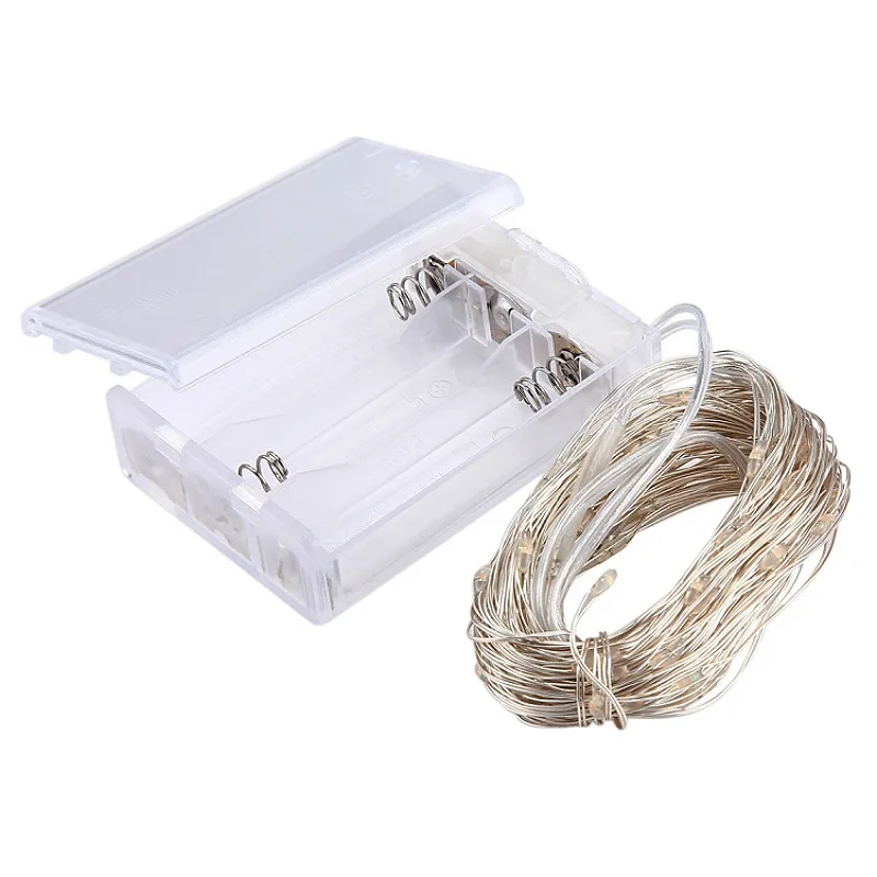 Светодиодный струнный светильник 2 м 20LED серебряный с медным проводом работающий