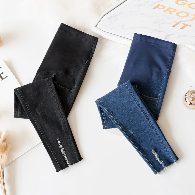 Джинсы для беременных модные облегающие Стрейчевые джинсовые брюки Брюки