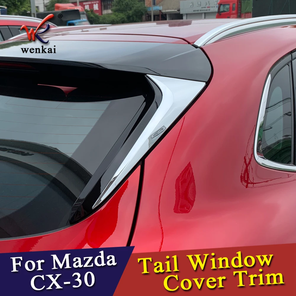 

ABS Chrome For Mazda CX-30 2020 2021 Rear Tail Window Spoiler Triangle Molding Cover Kit Trim Car Accessories
