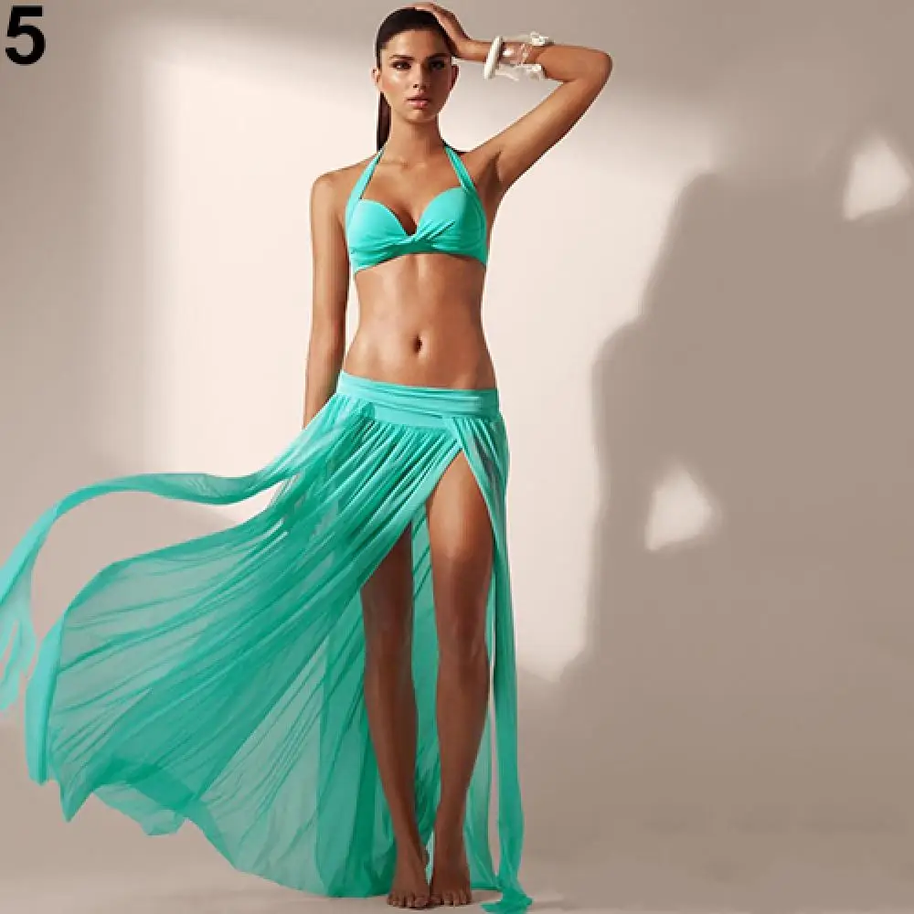 

Hot Sales!!!Women's Fashion Summer Sexy Perspective Split Stretch Elastic Waist Beach Skirt
