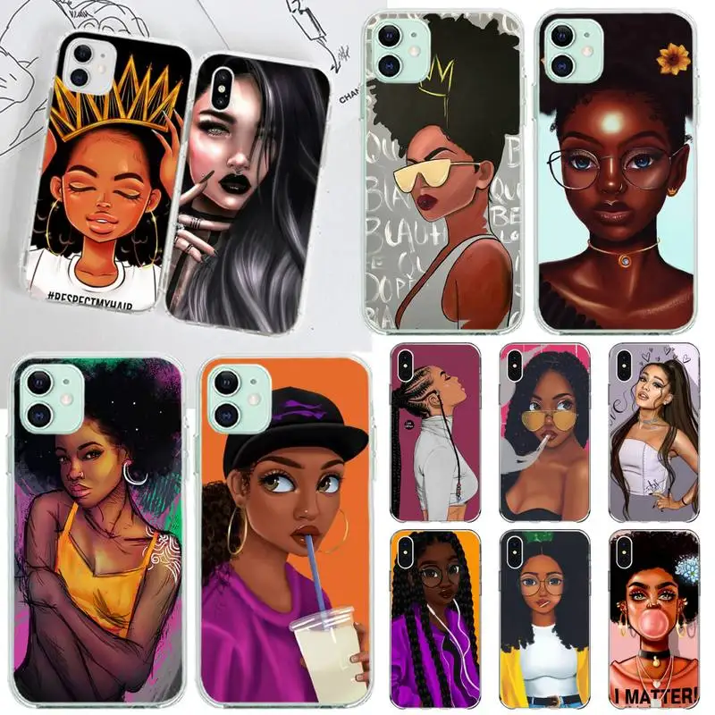 

New Personalized MELANIN POPPIN Black Girl Phone Case cover Shell for iPhone 11 pro XS MAX 8 7 6 6S Plus X 5S SE 2020 XR cover