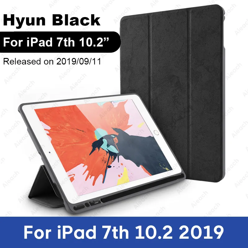 For iPad 10.2 Black2 Чехол для iPad 9,7 10,2 чехол с держателем карандаша умный кожаный тканевый силиконовый чехол для iPad Pro 9,7 Air 1 2 - Цвет: For iPad 10.2 Black2