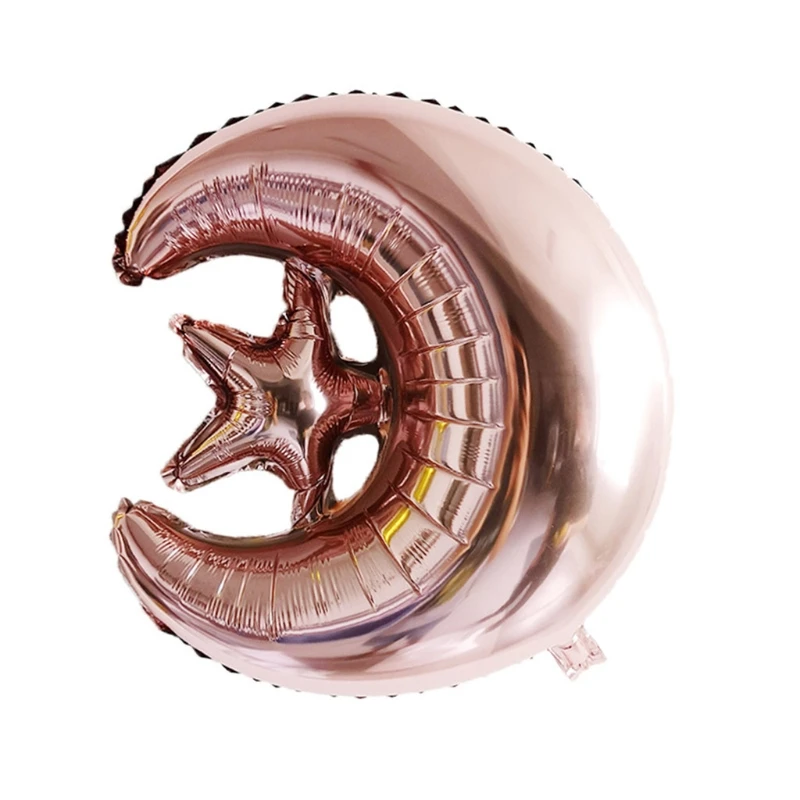 

50pcs 24in Rose Gold Silver Star Moon Balloons Ramadan Aluminum Foil For Kids Birthday Party Decorations Toys Eid Mubarak Ballo