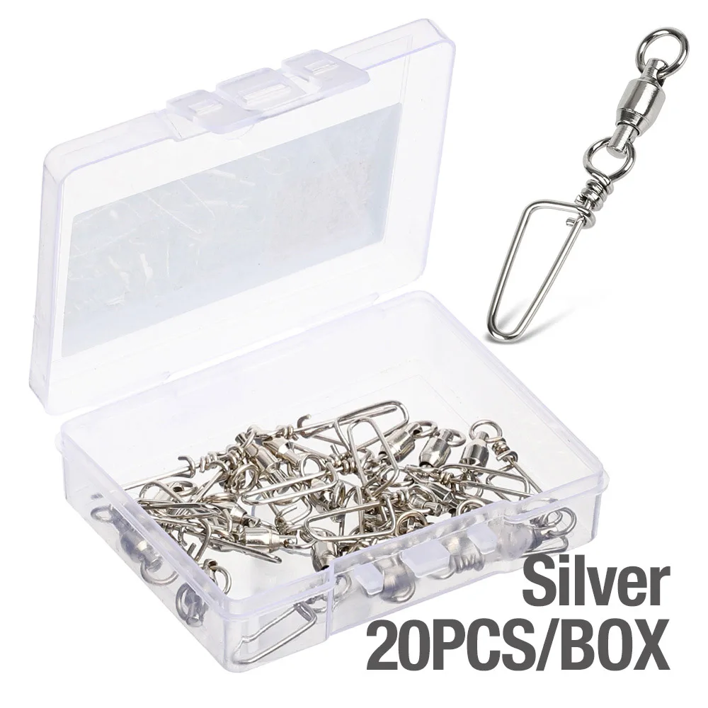20 PCS Silver DONQL 10/20/50 шт рыболовные Вертлюги разъем шариковый подшипник оснастки 0#6# Вращающийся шарнир для рыболовный крючок Приманка для карпа на рыбалку аксессуары - Цвет: 20 PCS Silver