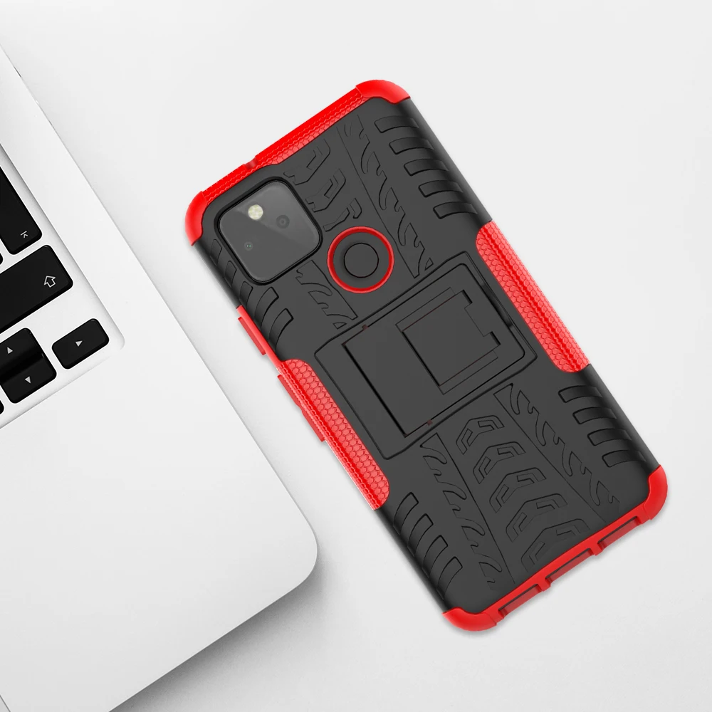 

For Google Pixel 5 Case Cover Anti-knock Bumper Heavy Duty Armor Stand Back Cover Pixel 5 Silicone Phone Case For Google Pixel 5