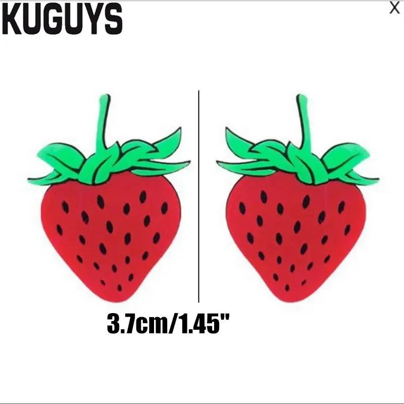 KUGUYS серьги-капли с фруктами и клубникой для женщин трендовые ювелирные изделия