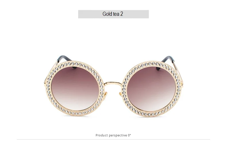 Винтажные женские солнцезащитные очки gafas, роскошные брендовые инкрустированные кирпичные солнцезащитные очки oculos de sol mujer, большие круглые солнцезащитные очки - Цвет линз: gold tea 2